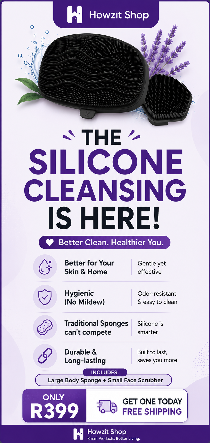 Silicone Cleansing Brush Set – Body & Face